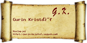 Gurin Kristóf névjegykártya